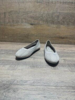 Skechers Cleo 2.0 Glitzy Daze Taupe Knit Flats Women's Size 7.5